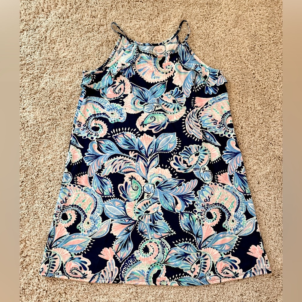 Lilly Pulitzer Kids Dress in High Tide Navy Holy Flockamolie